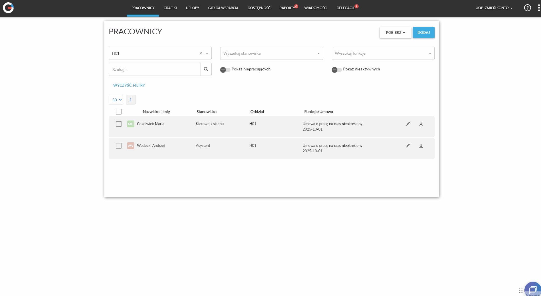 Akceptacja delegacji